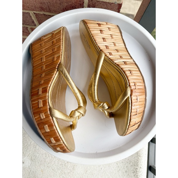 Kate‎ Spade Gold Knotted Wedge Sandals - Picture 2 of 6